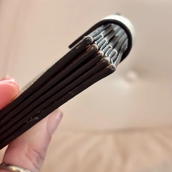 COACH Champagne Metallic Pebbled Leather Accordion Card Case - Picture 5 of 12